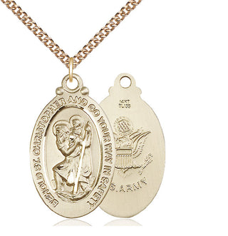 14kt Gold Saint Christopher Army Medal