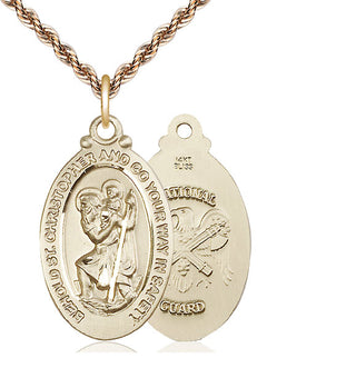 14kt Gold Saint Christopher National Guard Medal