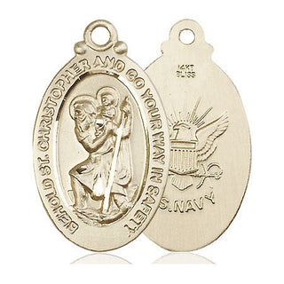14kt Gold Saint Christopher Navy Medal