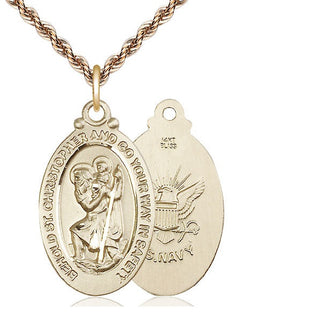 14kt Gold Saint Christopher Navy Medal