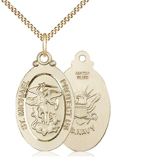 14kt Gold Filled Saint Michael Navy Medal Catholic Jewelry