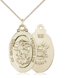 14kt Gold Filled Saint Michael Navy Medal Catholic Jewelry