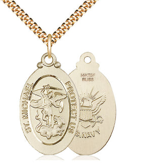 14kt Gold Filled Saint Michael Navy Medal Catholic Jewelry