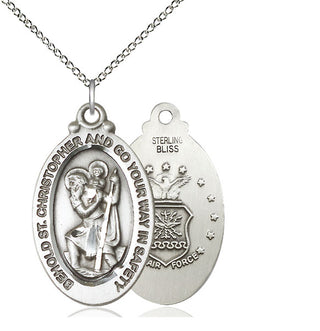 Sterling Silver Saint Christopher Air Force Medal Catholic Jewelry