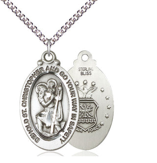 Sterling Silver Saint Christopher Air Force Medal Catholic Jewelry