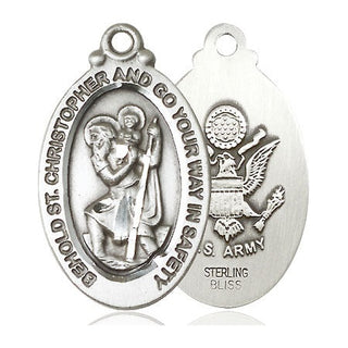 Sterling Silver Saint Christopher Army Medal Catholic Jewelry