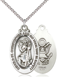 Sterling Silver Saint Christopher Army Medal Catholic Jewelry