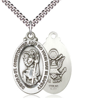 Sterling Silver Saint Christopher Army Medal Catholic Jewelry