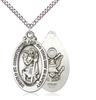 Sterling Silver Saint Christopher Army Medal Catholic Jewelry