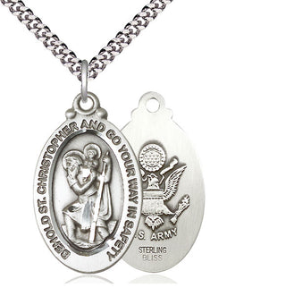 Sterling Silver Saint Christopher Army Medal Catholic Jewelry