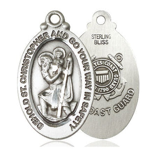 Sterling Silver Saint Christopher Coast Guard Medal Catholic Jewelry