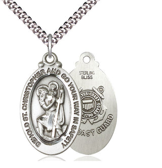 Sterling Silver Saint Christopher Coast Guard Medal Catholic Jewelry