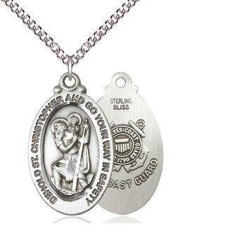 Sterling Silver Saint Christopher Coast Guard Medal Catholic Jewelry