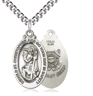 Sterling Silver Saint Christopher Coast Guard Medal Catholic Jewelry