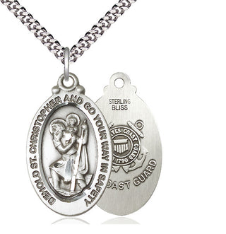 Sterling Silver Saint Christopher Coast Guard Medal Catholic Jewelry