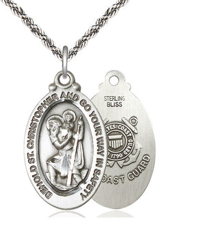 Sterling Silver Saint Christopher Coast Guard Medal Catholic Jewelry