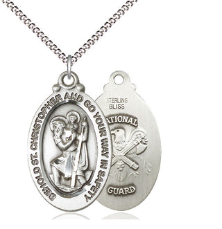 Sterling Silver Saint Christopher National Guard Medal Catholic Jewelry