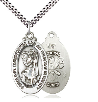 Sterling Silver Saint Christopher National Guard Medal Catholic Jewelry