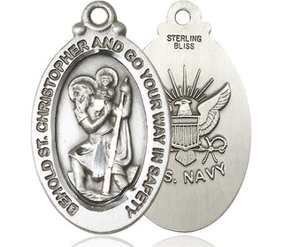 Sterling Silver Saint Christopher Navy Medal Catholic Jewelry