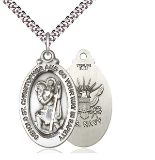 Sterling Silver Saint Christopher Navy Medal Catholic Jewelry