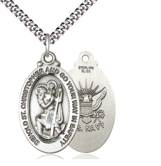 Sterling Silver Saint Christopher Navy Medal Catholic Jewelry