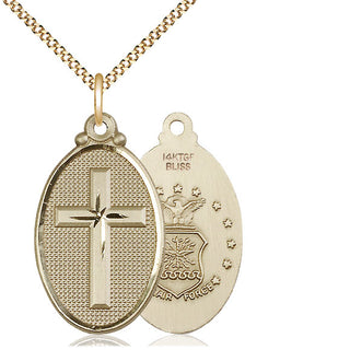 14kt Gold Filled Cross Air Force Medal Catholic Jewelry
