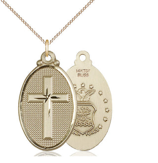 14kt Gold Filled Cross Air Force Medal Catholic Jewelry