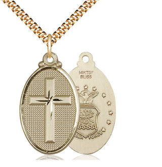 14kt Gold Filled Cross Air Force Medal Catholic Jewelry