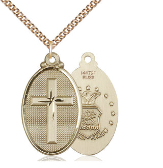 14kt Gold Filled Cross Air Force Medal Catholic Jewelry