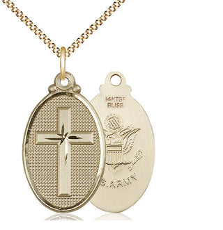 14kt Gold Filled Cross Army Medal Catholic Jewelry