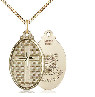 14kt Gold Filled Cross Coast Guard Medal Catholic Jewelry