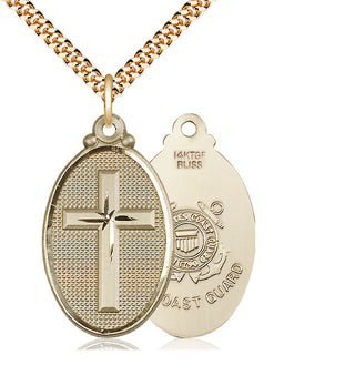 14kt Gold Filled Cross Coast Guard Medal Catholic Jewelry