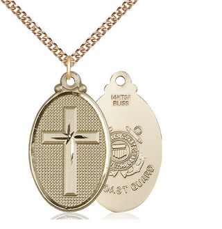 14kt Gold Filled Cross Coast Guard Medal Catholic Jewelry