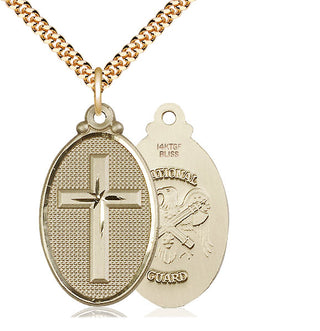 14kt Gold Filled Cross National Guard Medal Catholic Jewelry