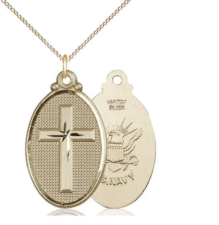 14kt Gold Filled Cross Navy Medal Catholic Jewelry