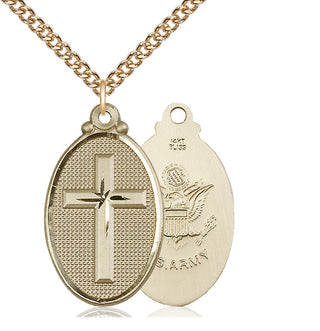 14kt Gold Cross Army Medal