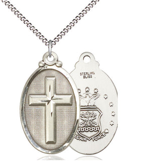 Sterling Silver Cross Air Force Medal Catholic Jewelry