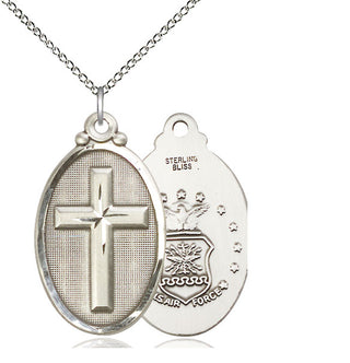 Sterling Silver Cross Air Force Medal Catholic Jewelry