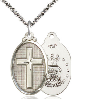 Sterling Silver Cross Air Force Medal Catholic Jewelry
