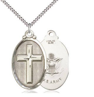 Sterling Silver Cross Army Medal Catholic Jewelry