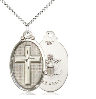 Sterling Silver Cross Army Medal Catholic Jewelry