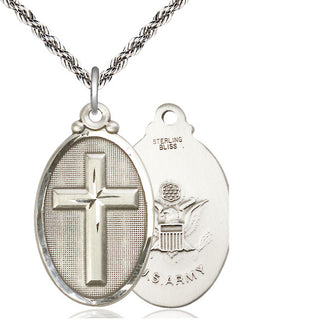 Sterling Silver Cross Army Medal Catholic Jewelry