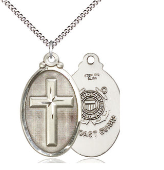 Sterling Silver Cross Coast Guard Medal Catholic Jewelry