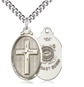 Sterling Silver Cross Coast Guard Medal Catholic Jewelry
