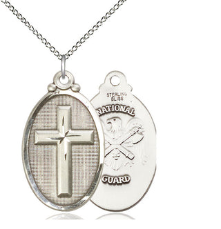 Sterling Silver Cross National Guard Medal Catholic Jewelry