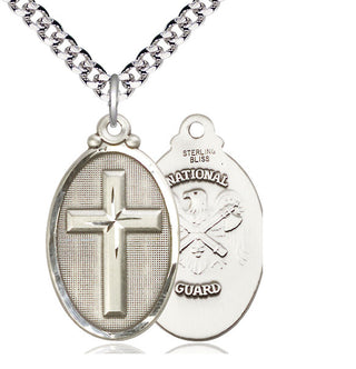 Sterling Silver Cross National Guard Medal Catholic Jewelry