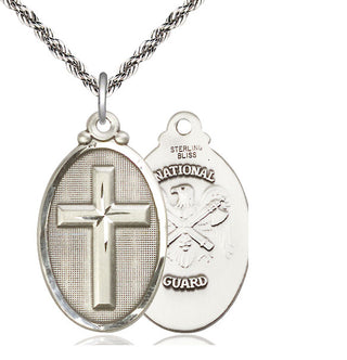 Sterling Silver Cross National Guard Medal Catholic Jewelry