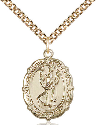 14kt Gold Filled Saint Christopher Medal Catholic Jewelry