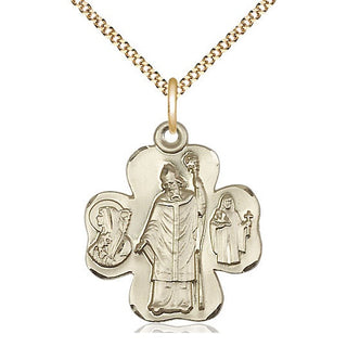 14kt Gold Filled Irish Shamrock Medal Catholic Jewelry