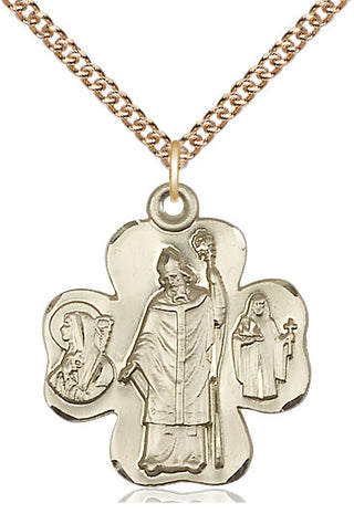 14kt Gold Filled Irish Shamrock Medal Catholic Jewelry